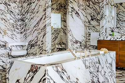 Marble bathroom interior using Turkish marble slabs